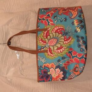 Talbot's Oversized Blue Floral Tote, NWOT
